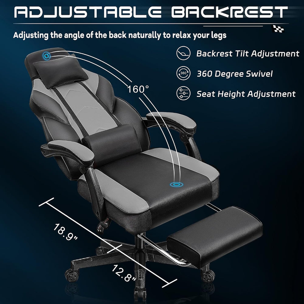 Gaming Chair for Adult, Computer Chair with Footrest Video Game Chair Big and...
