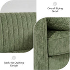 Modern Oversized Accent Reading Chair for Living Room, 43", Chenille, Green | Piping Single Armchair with Quilting Backrest, Padded Arms, Wood Legs for Bedroom, Office, Reception Area