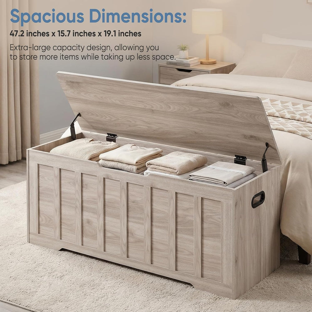 DUMOS 47.2" Wooden Storage Chest Bench with Storage for Bedroom | Extra ...