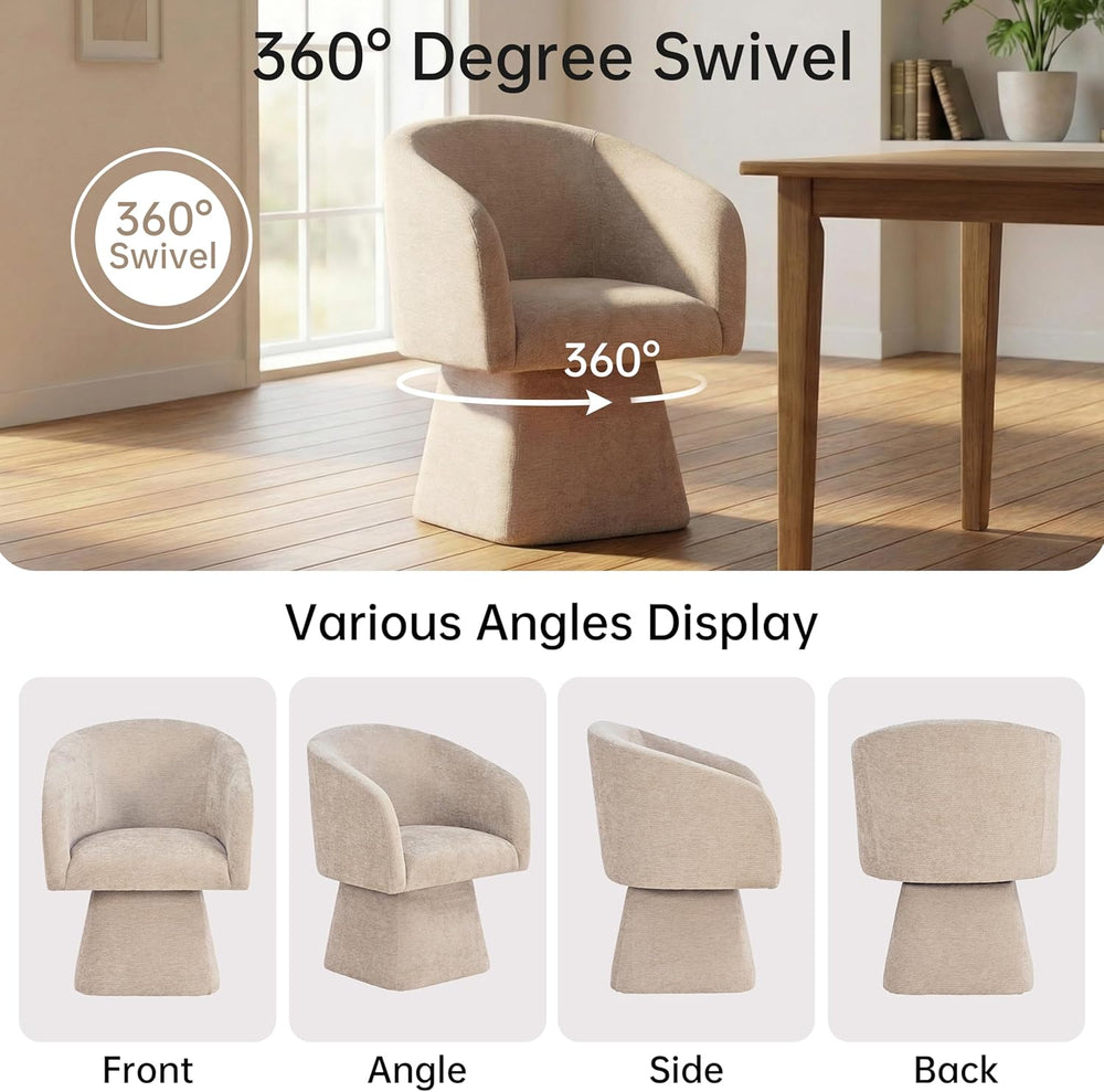 VKNOW Upholstered Swivel Dining Chairs Set of 2, Modern Dining Room Chairs wi...