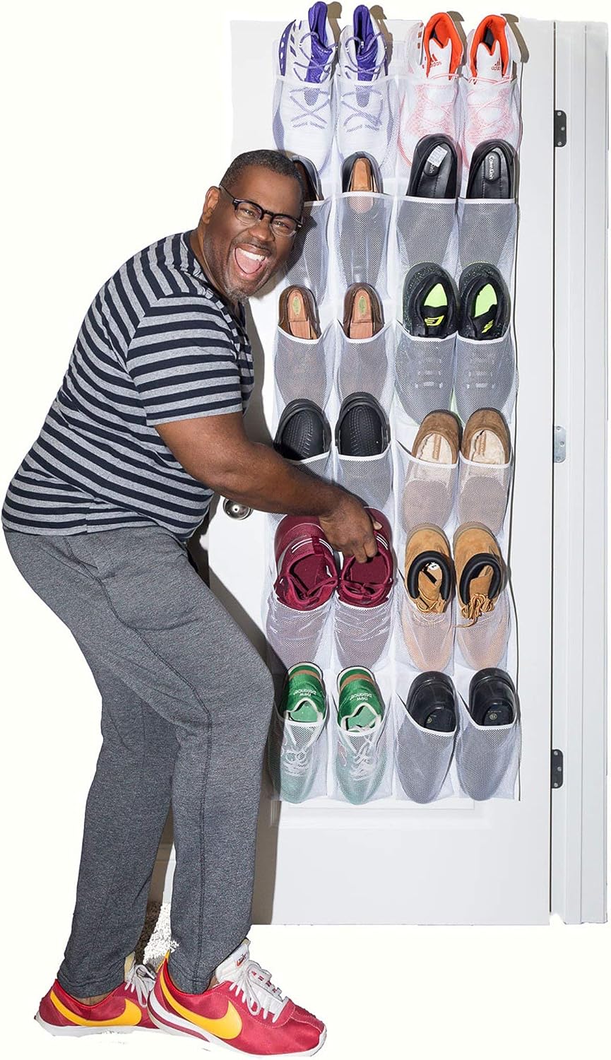 Roomganize Large Shoe Organizer, Sneaker Rack, for Men's Big Shoes (White)