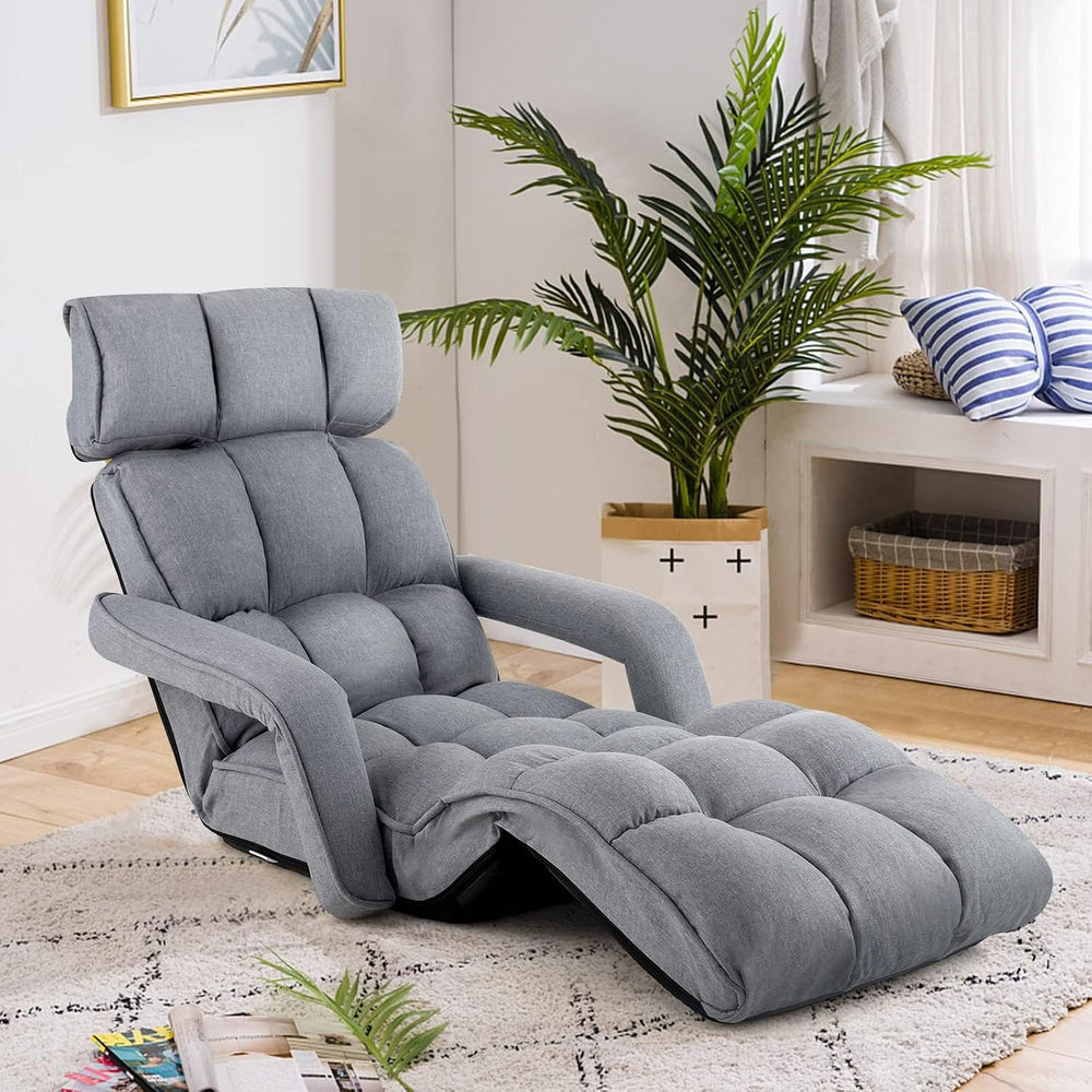 DORTALA Foldable Lazy Floor Sofa, Indoor Chaise Lounge Sofa, 6-Position Foldi...