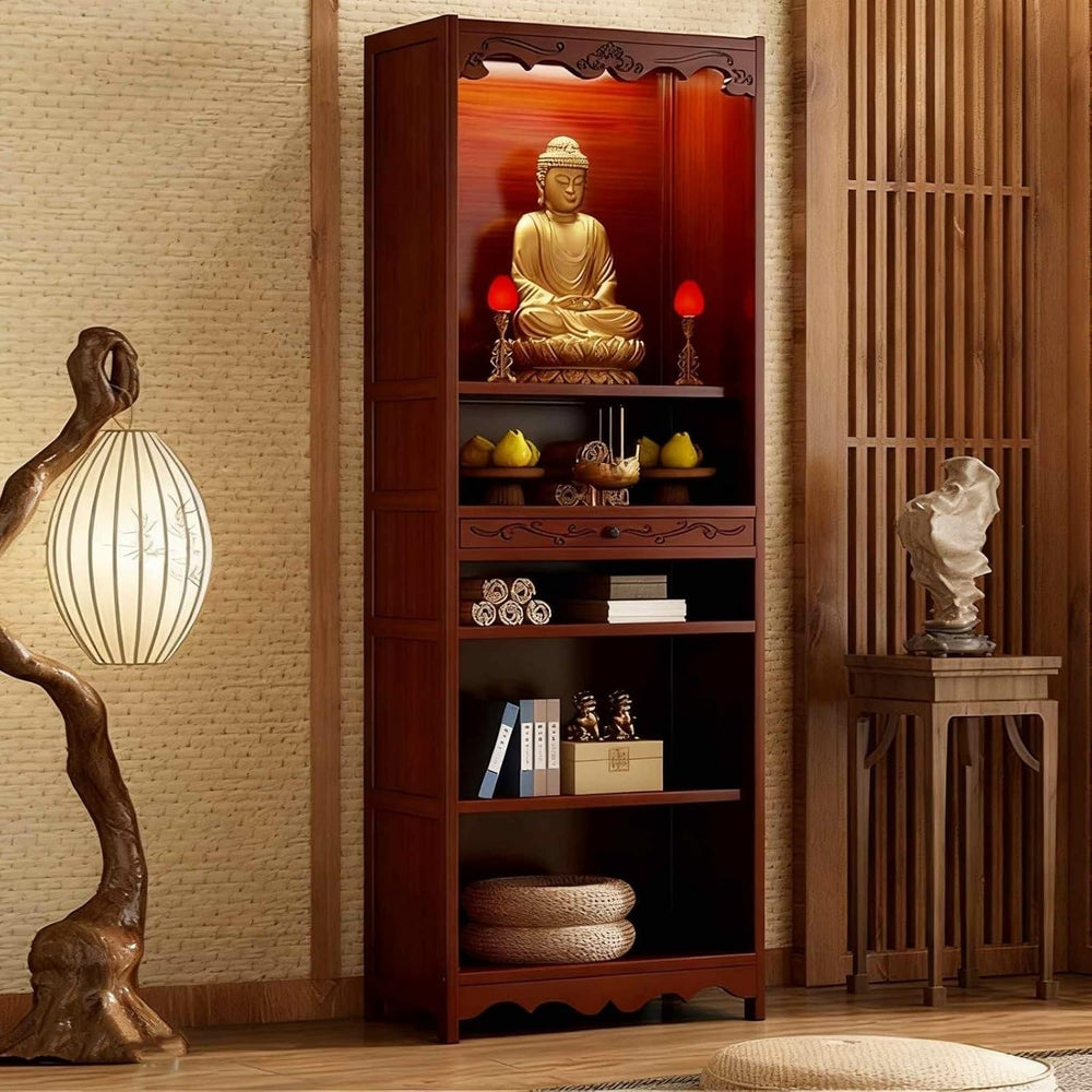 Altar Cabinet, Pooja Cabinet, Thick Bamboo Altar Table, Personal Meditation T...