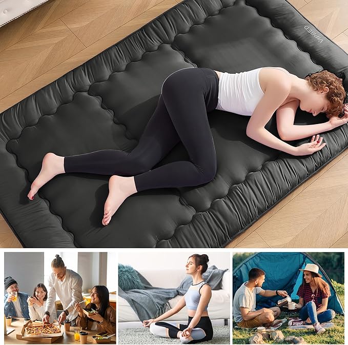 Japanese Floor Futon Mattress Twin Size, 25D High Density Support Foam, 4" Thicken Foldable Mattress Tatami Mat Sleeping Pad Suitable for Camping, Guest Room, Designed in Japan (Black 39"x 80")
