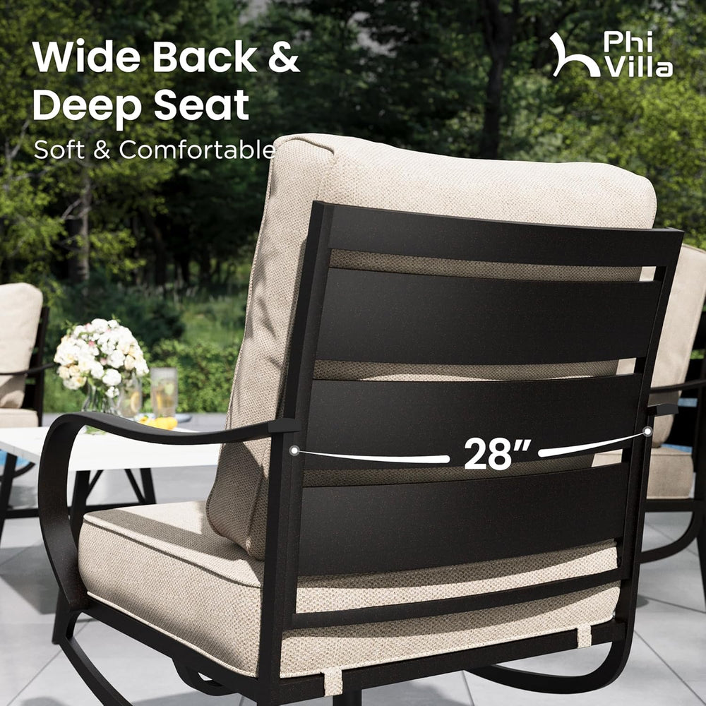 PHI VILLA Metal Swivel Patio Chairs Set of 2, High Back Steel Outdoor Chairs ...