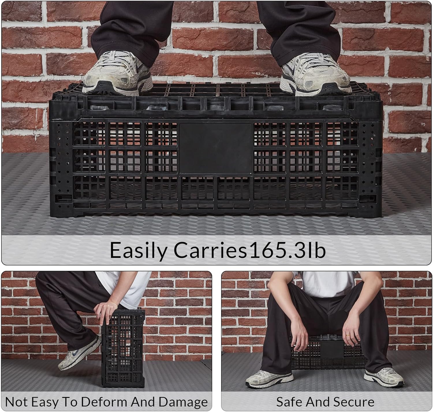 Collapsible Storage Crates, 52 Liter Heavy Duty Foldable Plastic Crates , Storage Baskets and Bins 23.6" L x 15.7" W x 8.6" H Stackable Dairy Milk Crates for Office, Home, Toy Storage