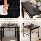 IRONCK Dining Table Set for 4, Wood Kitchen Table with Upholstered Chairs for Kitchen & Dining Room, Compact Dining Set for Small Spaces, Black