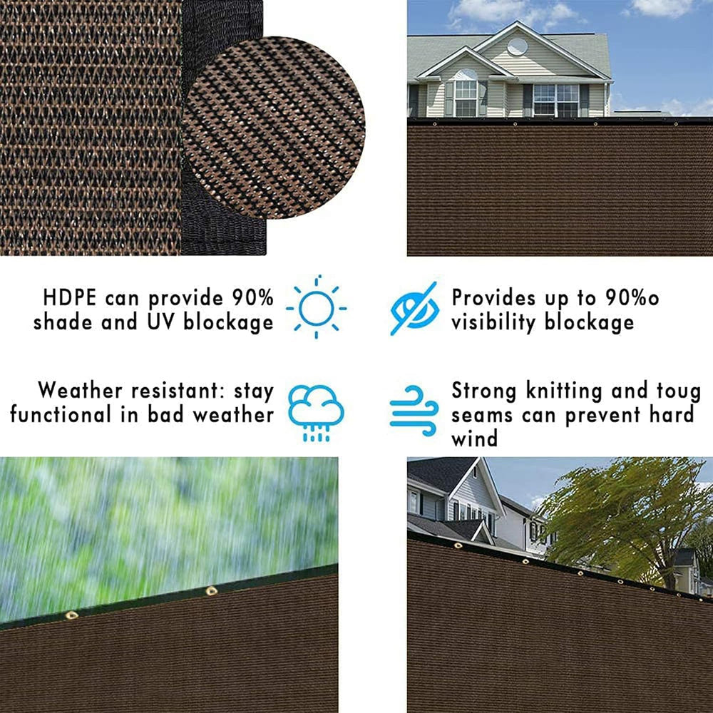 UPGRADE Privacy Screen 4' x 25' Fence Commercial Shade Cover with Bra...