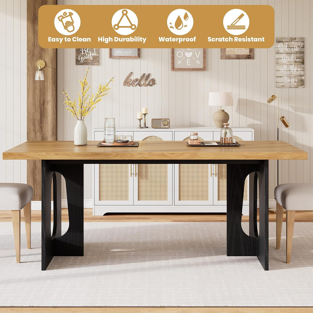 GarveeHome Dining Table for 6-8 People - 71" Modern Long Kitchen Table w...