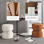 Foldable Paper Stool - Creative Accordion Design, Portable Expandable Round Stool for Home & Commercial Use, Footrest Seat for Entryway, Living Room or Retail Stores (Brown, H16in*D14in)