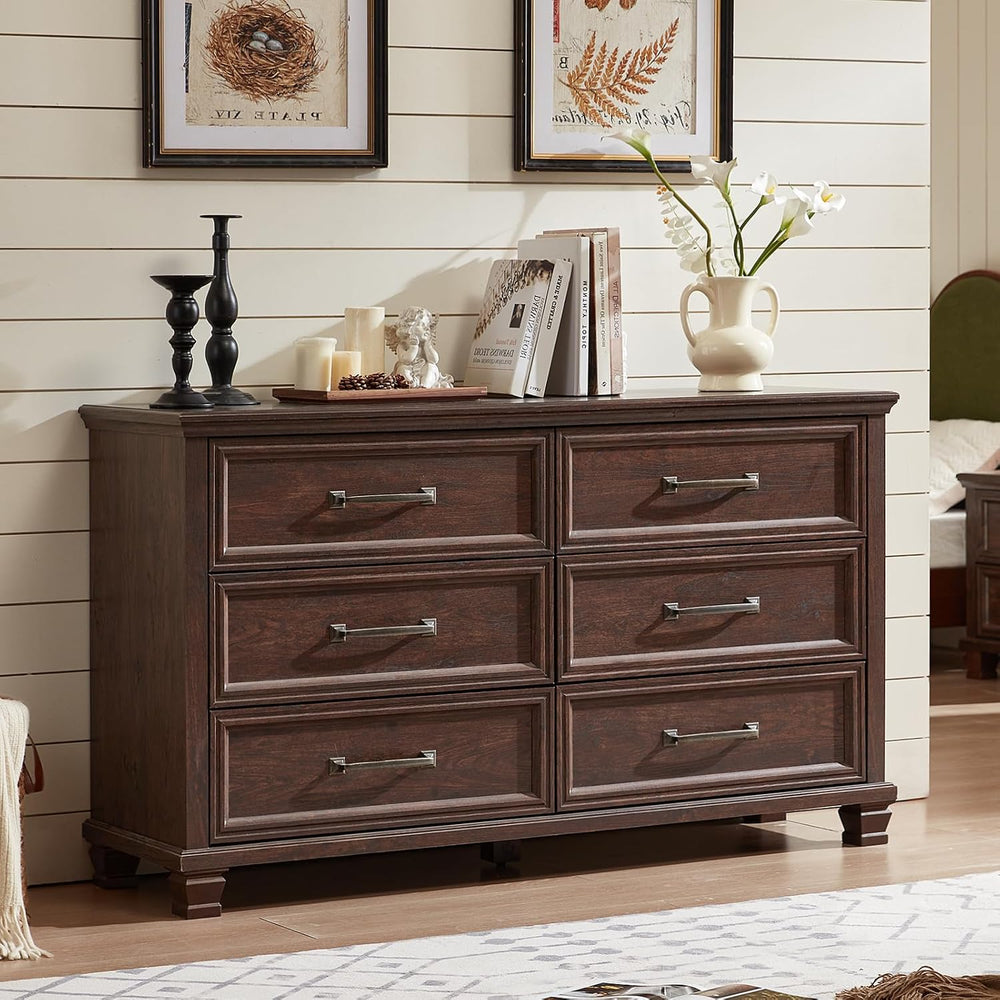 SAVOR LIFE Farmhouse Bedroom Dresser and Nightstand Set of 4, 6 Drawer Tall &...