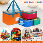 4 Packs Magnetic Tiles Storage Bags,Magnetic Tiles Storage Bin,Toy Organizer Case with Mesh Pocket and Tag Pocket for Magnet Building Tiles,Board Game,Puzzle and Lego Bricks