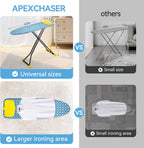 APEXCHASER Ironing Board with Iron Rest, Compact and Space Saver Iron Board, Extra Thick Cover, Height Adjustable, Wall Mount & Closet Hanger 13x43 Yellow