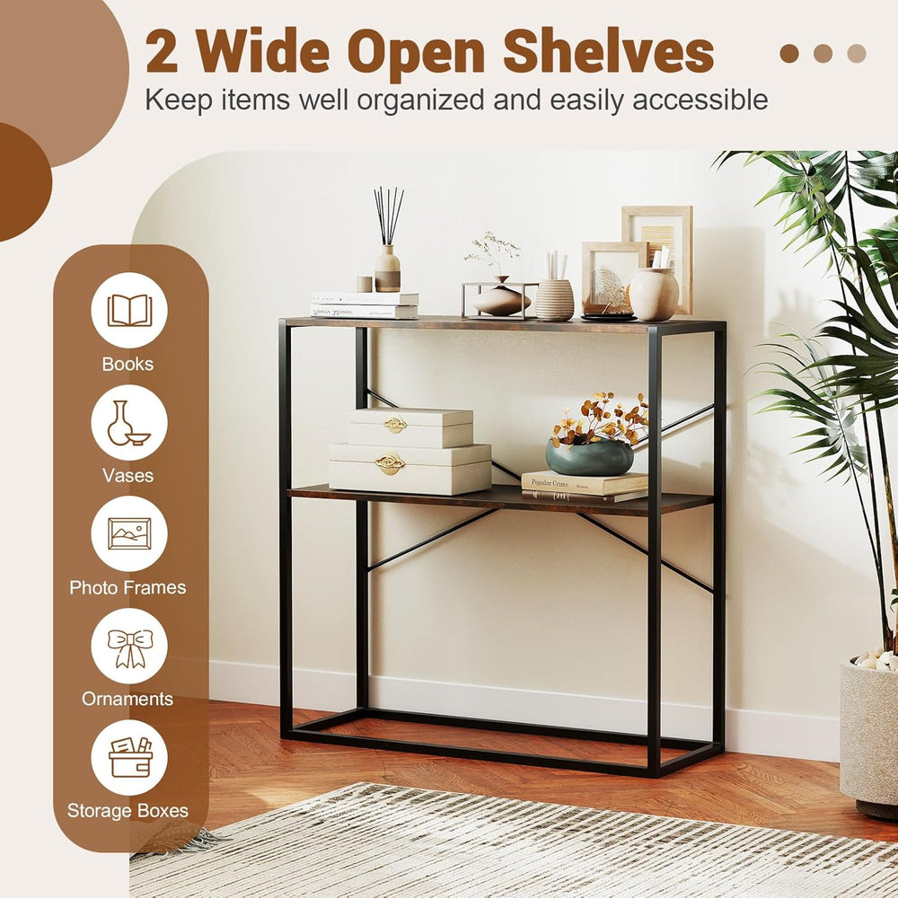 Giantex 36" Narrow Console Table, 2-Tier Entryway Tables with Wood Grain...