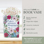 Steel Mill & Co. Ceramic Book-Shaped Vase, Alice's Adventures in Wonderland | Original Large Decorative Vases for Home Decor, Cute Whimsical Classic Bookshelf Decor, Unique Vase for Book Lovers
