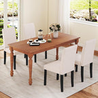 COSTWAY Fabric Armless Dining Chairs Set of 4, Upholstered Kitchen Side Chair w/Rubber Wood Legs, Padded Seat & High Backrest, Mid-Century Modern Accent Chairs for Living Room Restaurant (Beige)