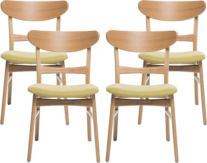 Christopher Knight Home Gloria Mid-Century Modern Dining Chairs (Set of 4), Green Tea and Natural Oak