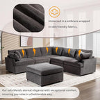 Merax 6-Seater Modern Large U-Shape Sectional Sofa, with Removable Ottomans for Living Room,Gray