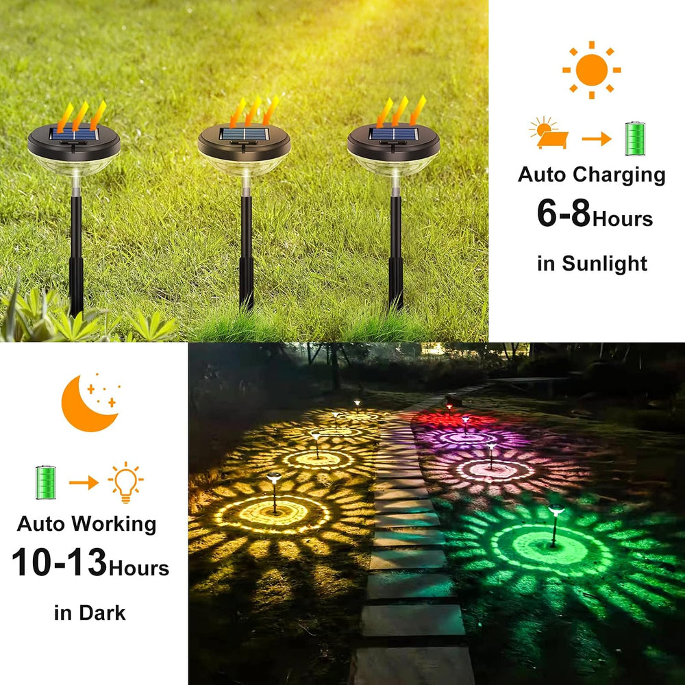 Bright Solar Pathway Lights 6 Pack,Color Changing+Warm White LED Solar Lights...