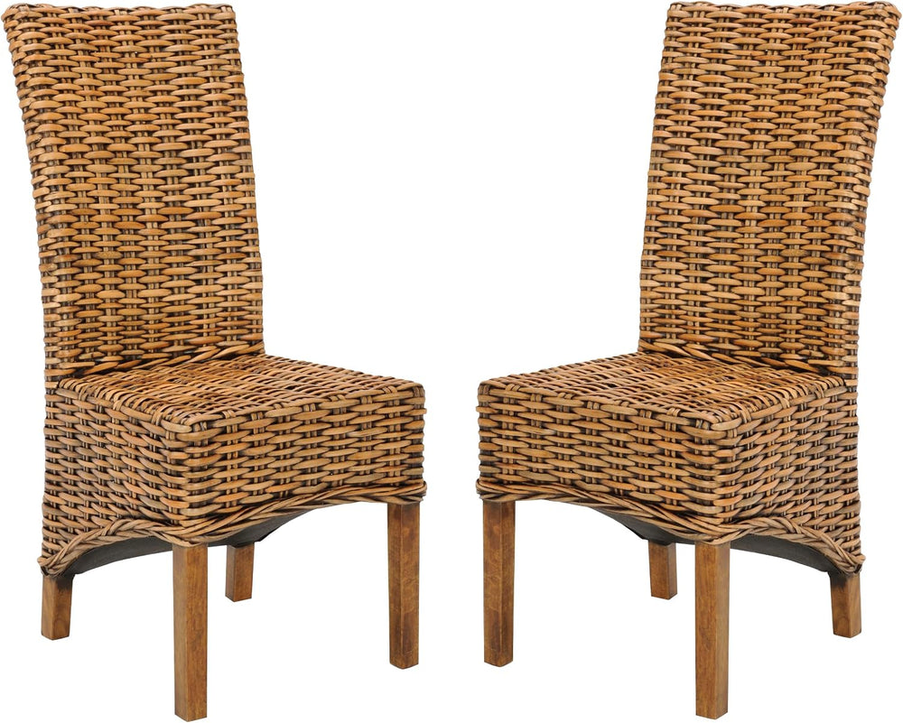 SAFAVIEH Isla Wood Accent Chair Set of 2, Coastal Brown/Teak Brown FOX6506A