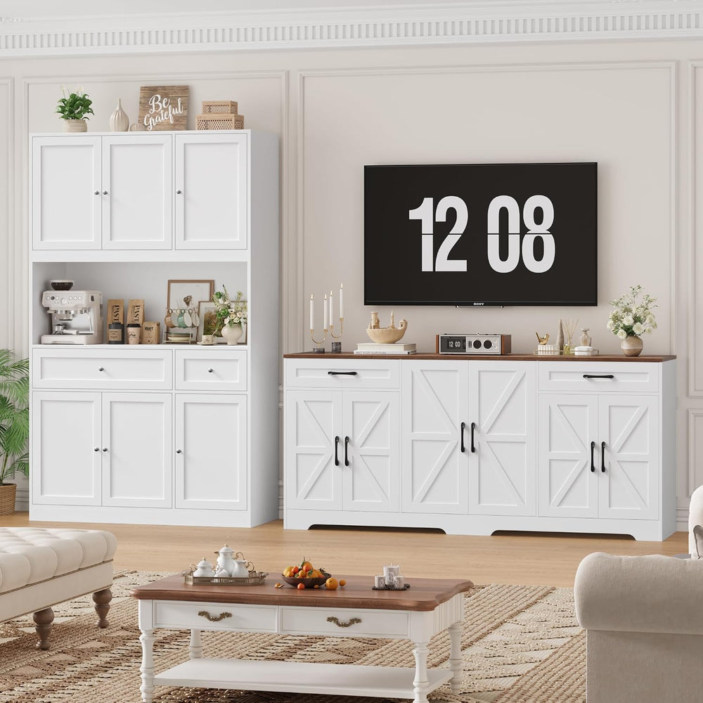 BOTLOG 2PCS Kitchen Cabinets, 71” Large Sideboard Buffet Cabinet with Storage...