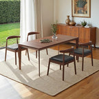 Farini Mid Century Modern Dining Chairs Set of 4, Solid Wood Frame Kitchen Chairs with PU Leather Upholstered Seat for Dining Room & Breakfast Nook，Walnut-Black