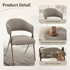 Dining Room Chairs Set of 4, Upholstered Dining Room Chairs, Mid Century Fabric Kitchen Chairs with Curved Backrest and Metal Legs, Taupe