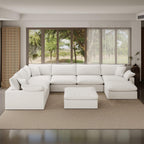 Cloud Modular Sectional Sofa,253.8" Down Filled Sofa 7 Seat with Chaise,Minimalist Sofa Cover Washable and Replaceable Couches for Living Room,Sectional Sofa Deep Seat