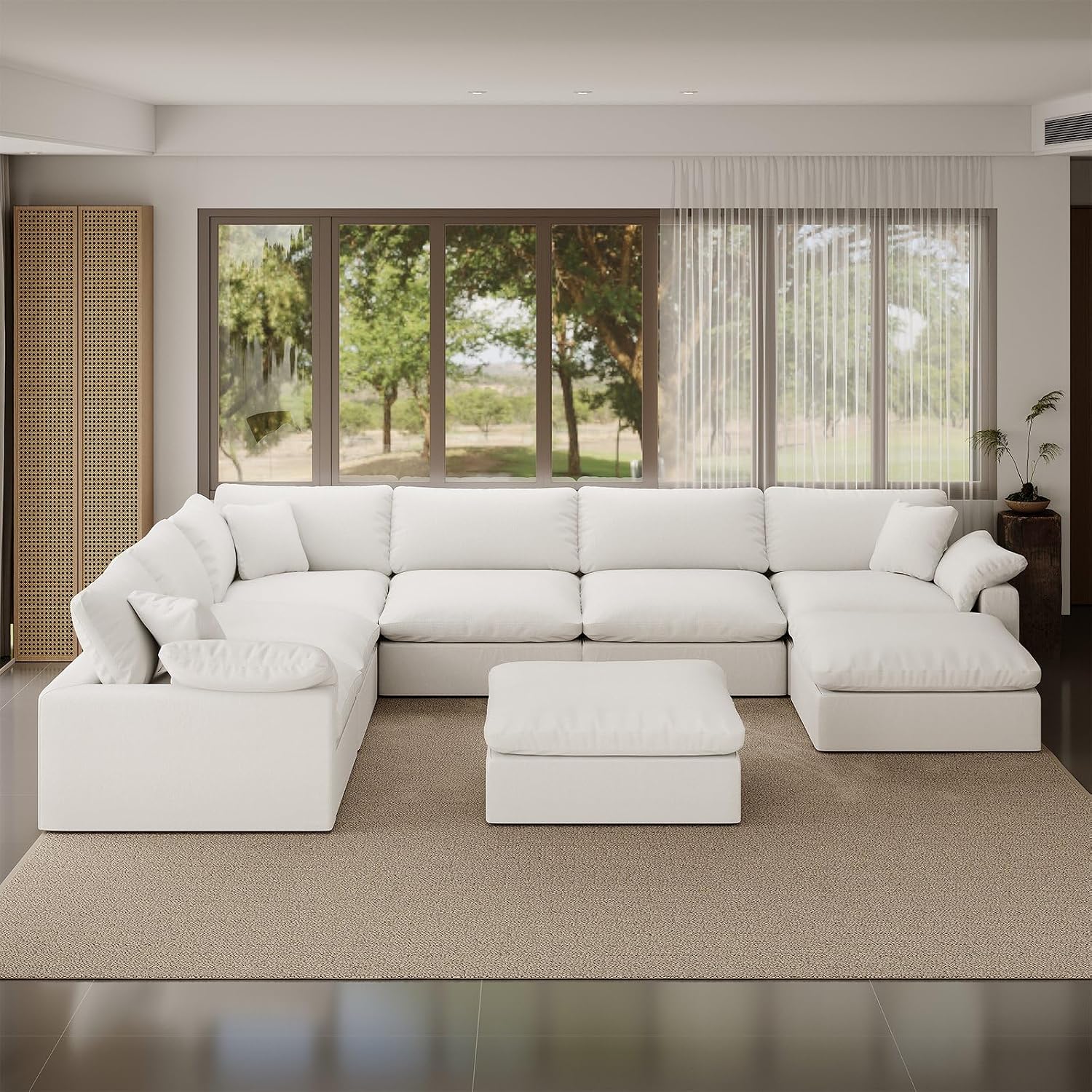 Cloud Modular Sectional Sofa,253.8" Down Filled Sofa 7 Seat with Chaise,Minimalist Sofa Cover Washable and Replaceable Couches for Living Room,Sectional Sofa Deep Seat