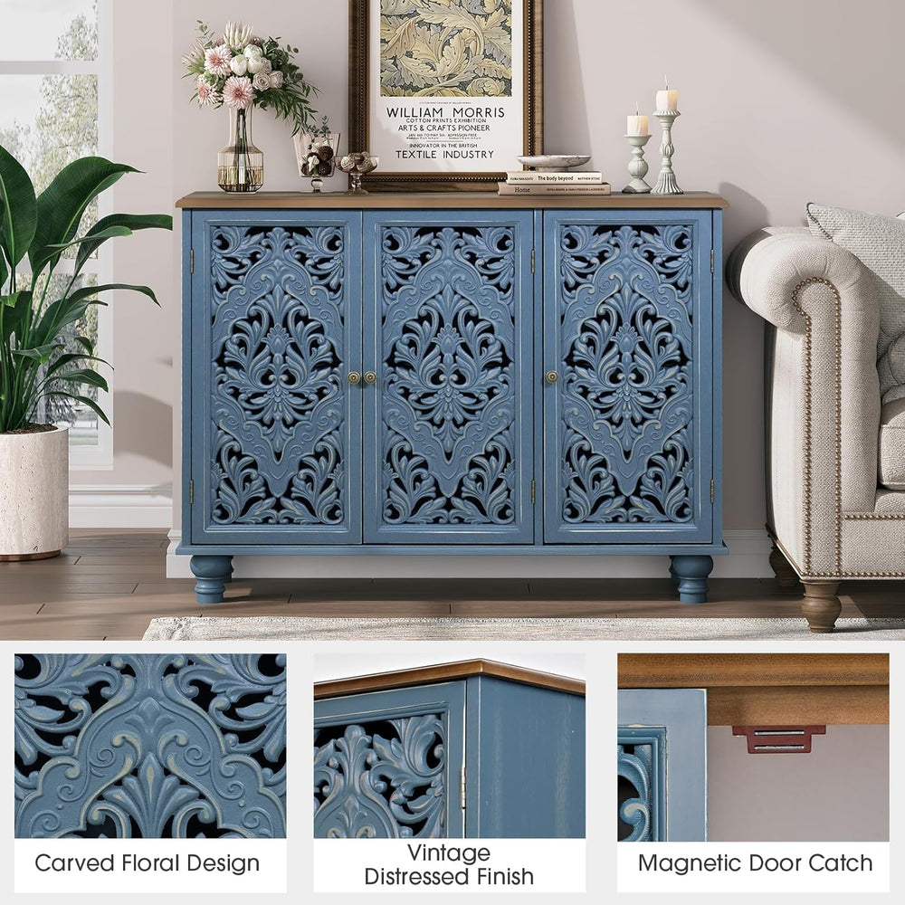 Jiansu furni Sideboard Buffet Cabinet with Storage, Accent Cabinet with 3 Doo...