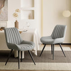 Modern Dining Chairs Set of 2,Upholstered Dining Room Chairs with Thick Cushions,Fabric Comfy Dining Chairs with Metal Legs for Dining Room Grey