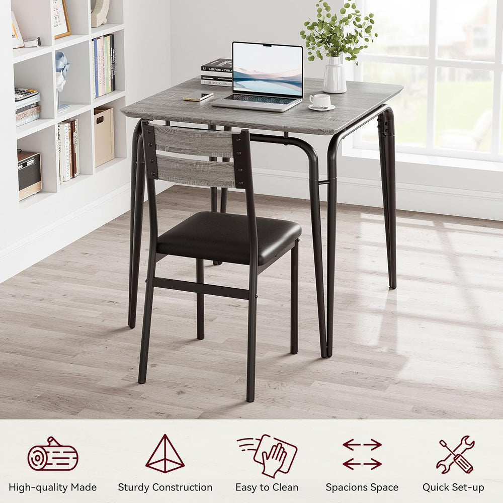 GarveeHome Dining Table for 2, Small Table and Chairs Set of 2, Square Dinett...