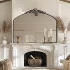 G-LEAF Vintage Baroque Mirror 40"X30",Victorian Antique Farmhouse Mantel Mirror with Black Brush Gold Ornate Metal Frame for Fireplace Entryway Living Room Hallway Bathroom