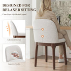 MALOL Wooden Dining Chairs Set of 2, Upholstered Kitchen & Dining Room Chairs with Thickened Wooden Legs, Farmhouse Side Chairs, Beige