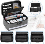 Damero Locking Pill Bottle Organizer with Inner Dividers, Medicine Storage and Organizer Bag Combination Lock for Medicine, Vitamins and Medical Supplies, Gray
