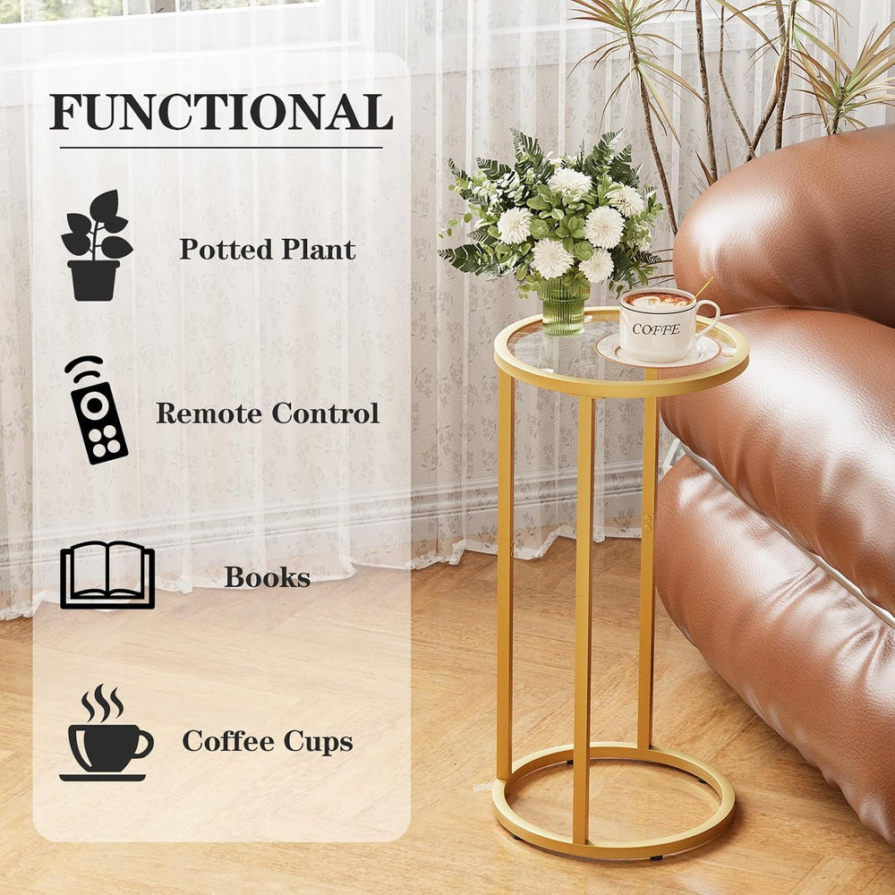 Easy Paws C Table Side End Table, Small Round Couch Sofa Tray Snack Table for...