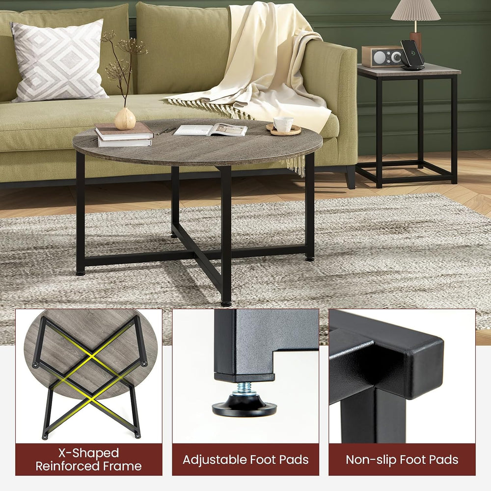 GIANTEX Round Nesting Table Set of 3, Farmhouse Living Room Table Set, Oak | ...