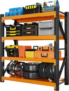 4000LBS Garage Shelving 48" W Garage Shelving Heavy Duty 4-Tier Metal Storage Shelves Adjustable Shelf Unit Storage Rack for Basement Supermarket Warehouse 48" W x 20" D x 78" H Black-Orange