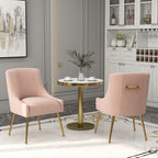 Dining Chairs,Modern Living Room Chairs, Velvet Upholstered Dining Room Chairs with Gold Legs,Tufted Accent Chair Set of 6 for Reception Room Bedroom Study Room(Pink)