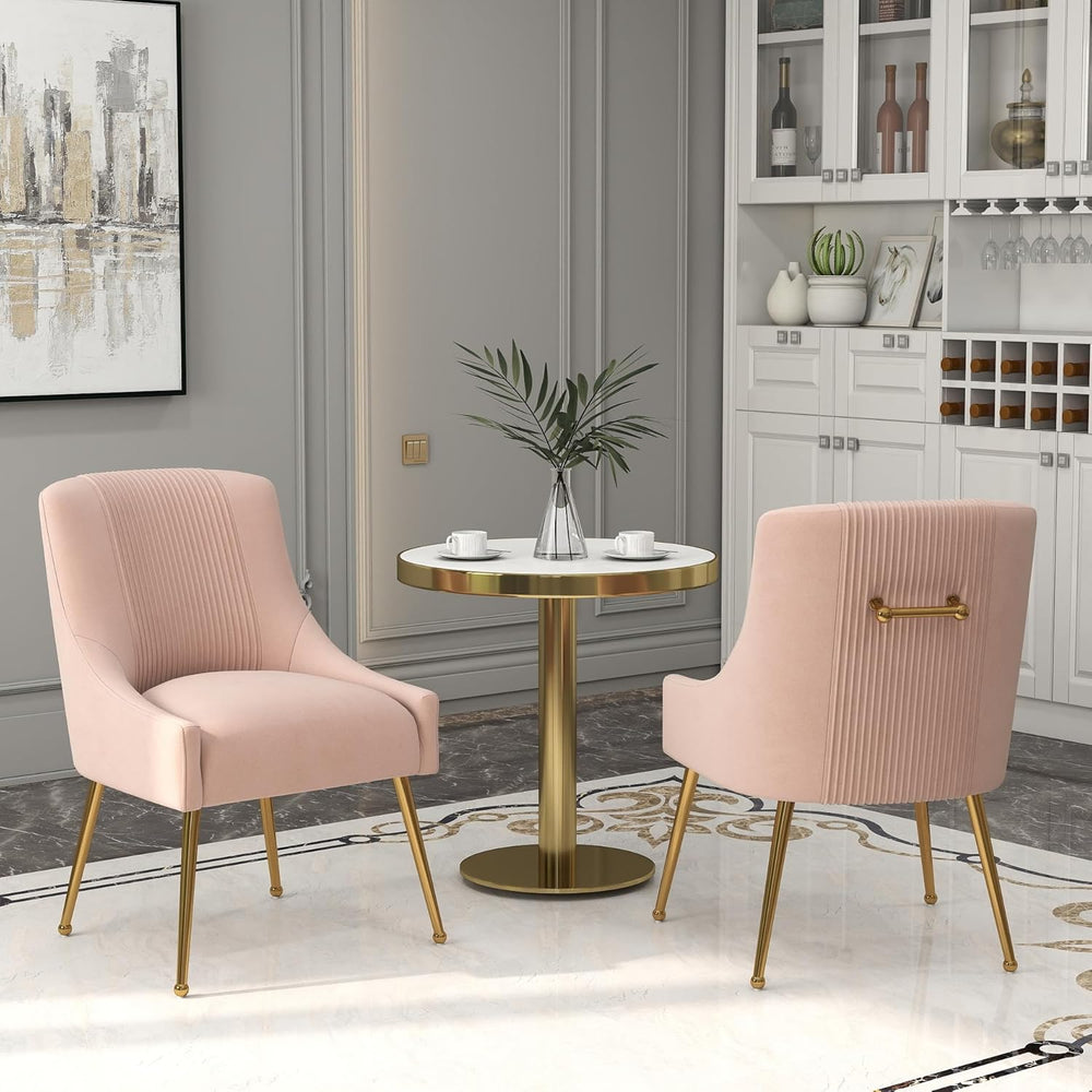 Modern Dining Chairs, Velvet Upholstered Dining Room Chairs with Gold Legs,Tu...