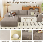 96" Modular Sectional Couch, Boneless L Shaped Cloud Sofa with Chaise Lounge, Corduroy Upholstered Couches Memory Foam Deep Seat, No Assembly Required, Ideal for Living Room(Camel, Left Facing)