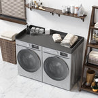 OfficeSimpli Washer Dryer Countertop, Made in USA, Non-Slip Pads, Easy Clean, Laundry Room Essentials and Decor, Washer Dryer Wood Top for Organization (Slate Grey, Standard (27.5" x 54"))