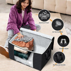 Fab totes 24 Gallons Clothes Storage, Foldable Thick Fabric Blanket Storage Bags, Containers for Organizing Bedroom, Closet, Clothing, Comforter, Organization with Handle (6 Pack,Black)