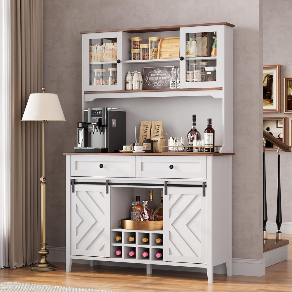 Garvee 72 in Farmhosue Bar Cabinet with Sliding Barn Door