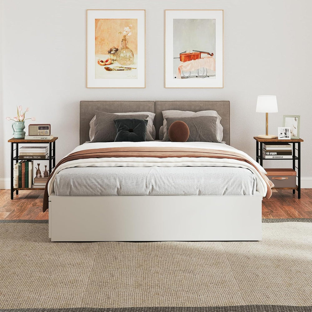 Giantex 3-Tier Side Table with Adjustable Mesh Shelf, Industrial Nightstand, ...