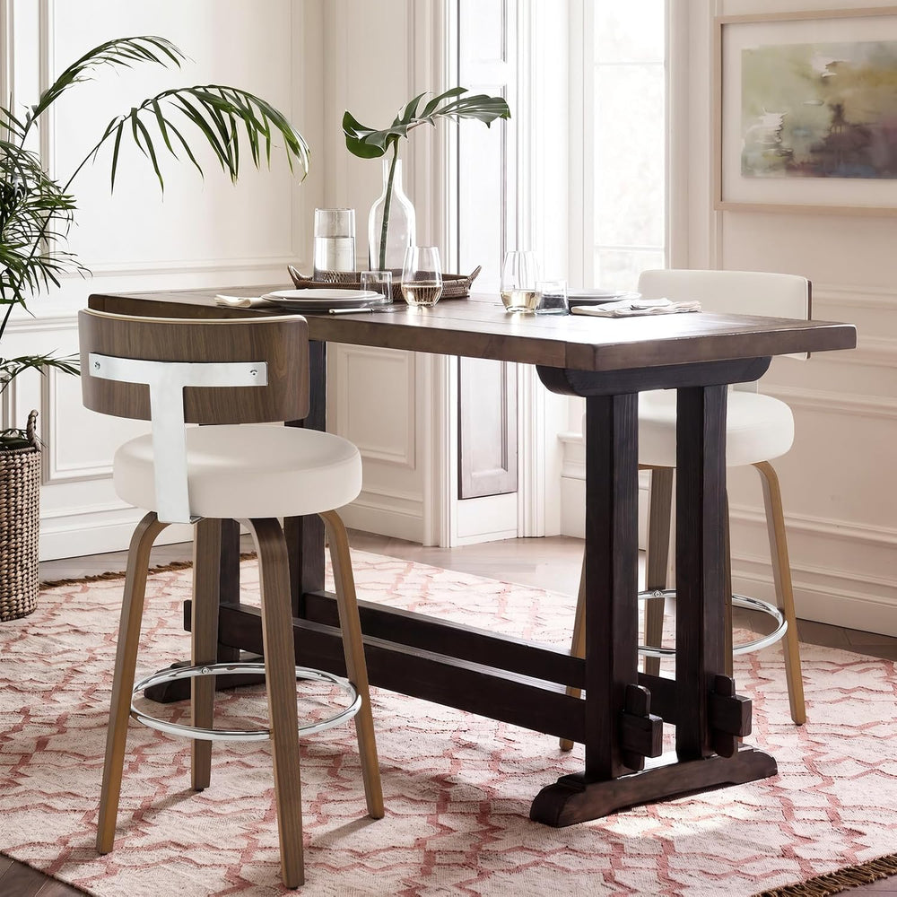 Bekrvio Swivel Counter Height Bar Stools Set of 3, Faux Leather Kitchen Stool...