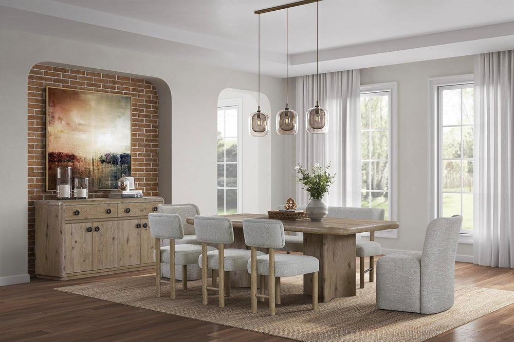 English Knotty Oak Veneer Server with Solid Wood+MDF | Authentic knotty oak v...