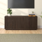 Henn&Hart Fluted TV Stand for TVs up to 65" with 2 Concealed Ribbed Storage Cabinets and Adjustable Shelves for Living Room, Family Room, or Office, Warm Brown