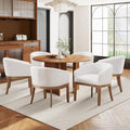 SoarFlash Mid Century Modern Upholstered Barrel Dining Chairs Set of 6, Farmhouse Linen Kitchen and Dining Room Chairs, with Natural Hardwood Frame (Beige)