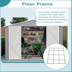Metal Shed10x12 ft Outdoor Storage Shed,Metal Steel Utility Tool Shed Storage House with Double Lockable Doors and Air Vent for Backyard Garden Patio Lawn Gray